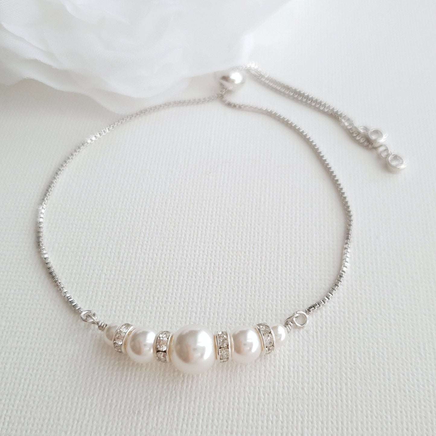 Pearl Bridal Bracelet Silver- Ava - PoetryDesigns