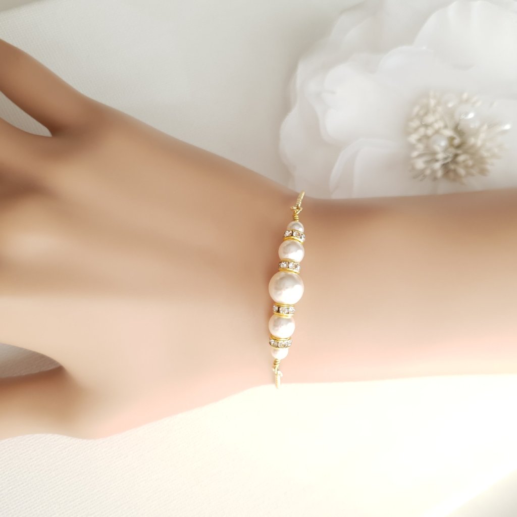 Gold Pearl Bracelet for Weddings & Events