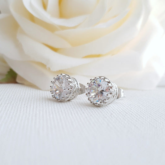 Small Crown Stud Earrings