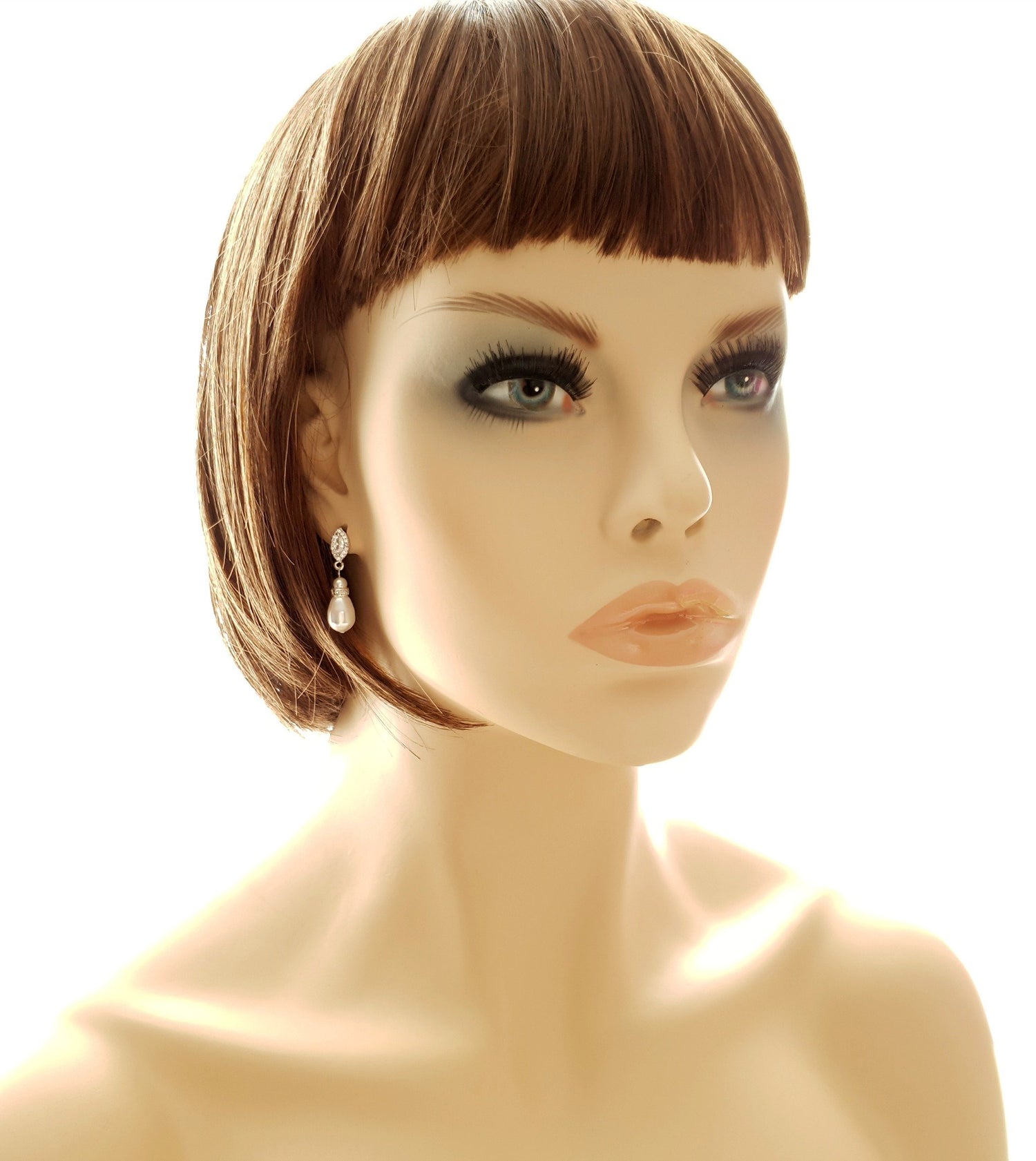 Rose Gold Pearl Teardrop Earrings for Brides- Ella - PoetryDesigns