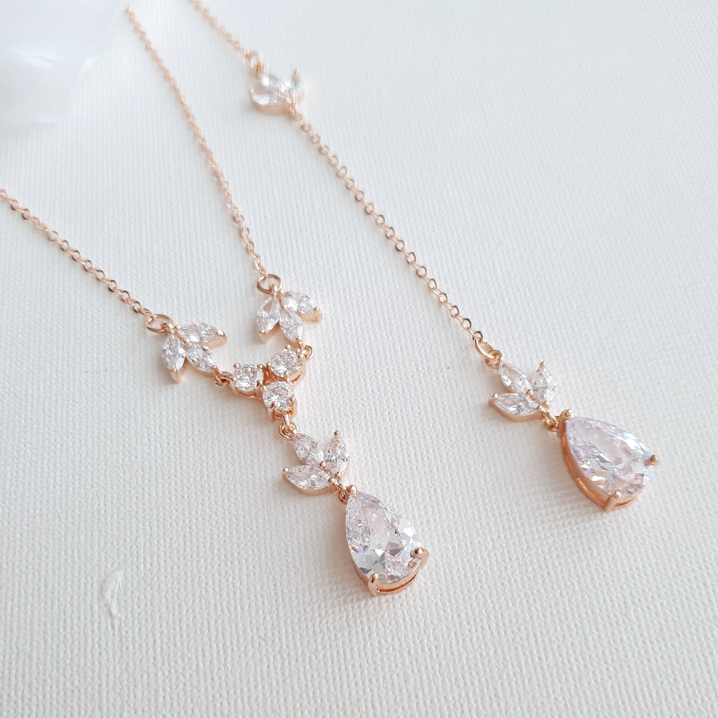 Jewelry Set for brides in Simple Design- Rose Gold- Leila - PoetryDesigns