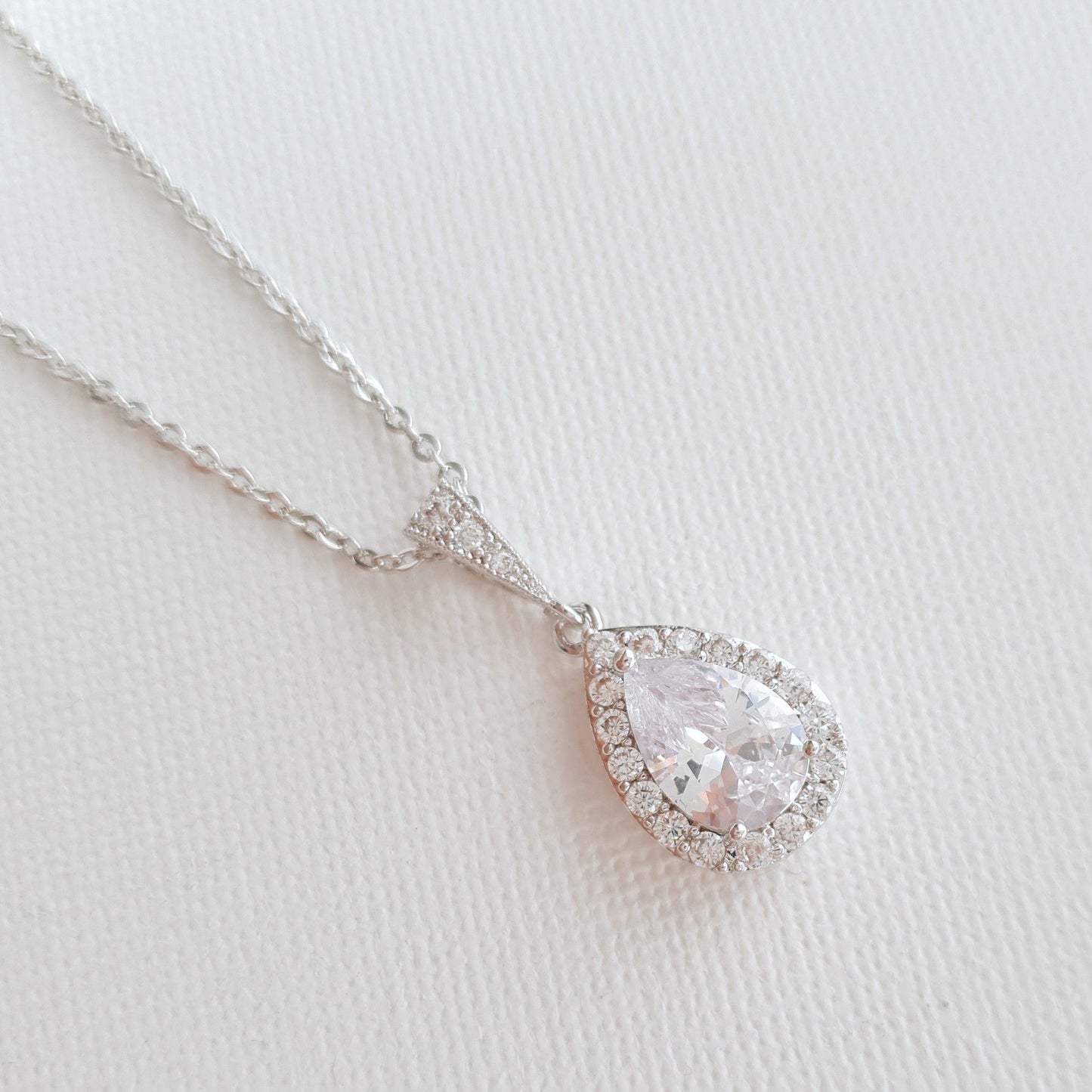 Teardrop Bridal & Bridesmaids Pendant Necklace-Emma - PoetryDesigns