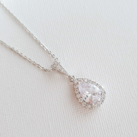 Teardrop Bridal & Bridesmaids Pendant Necklace-Emma - PoetryDesigns