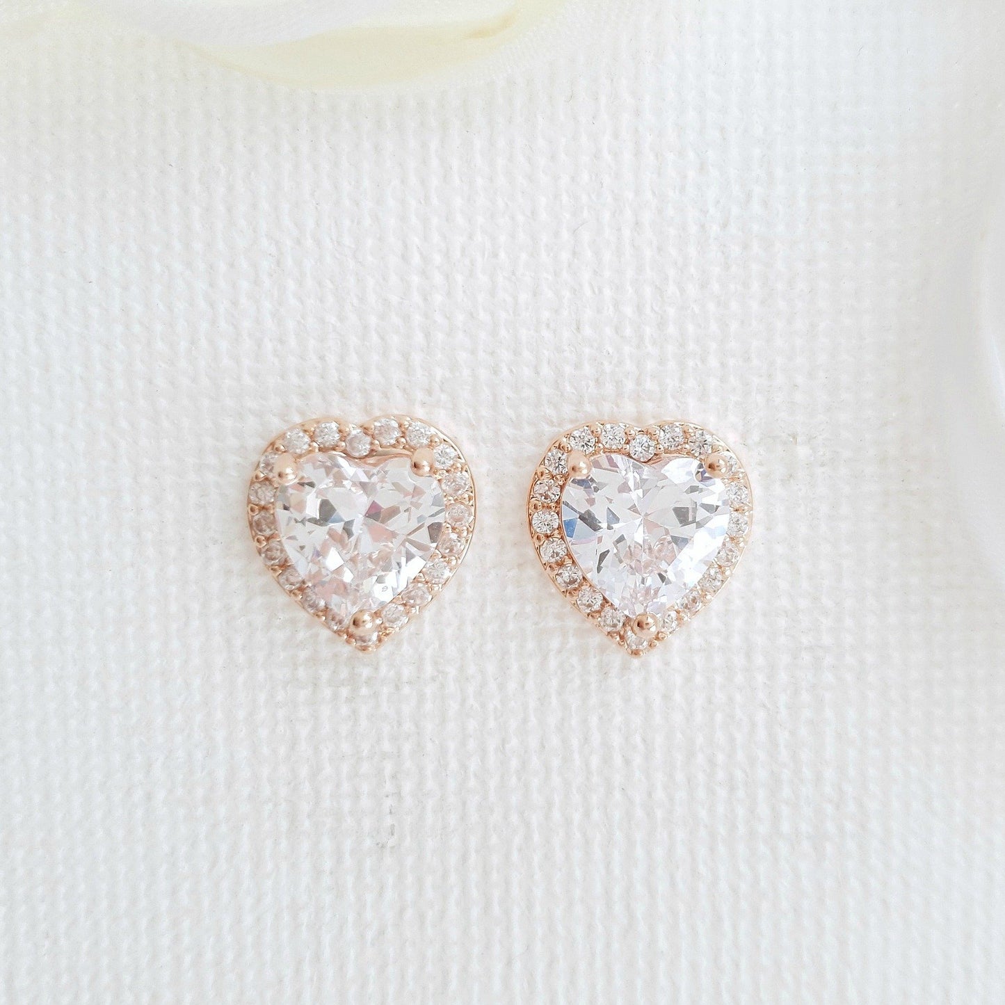 Cubic Zirconia Heart Earrings for Bridesmaids-Diana - PoetryDesigns