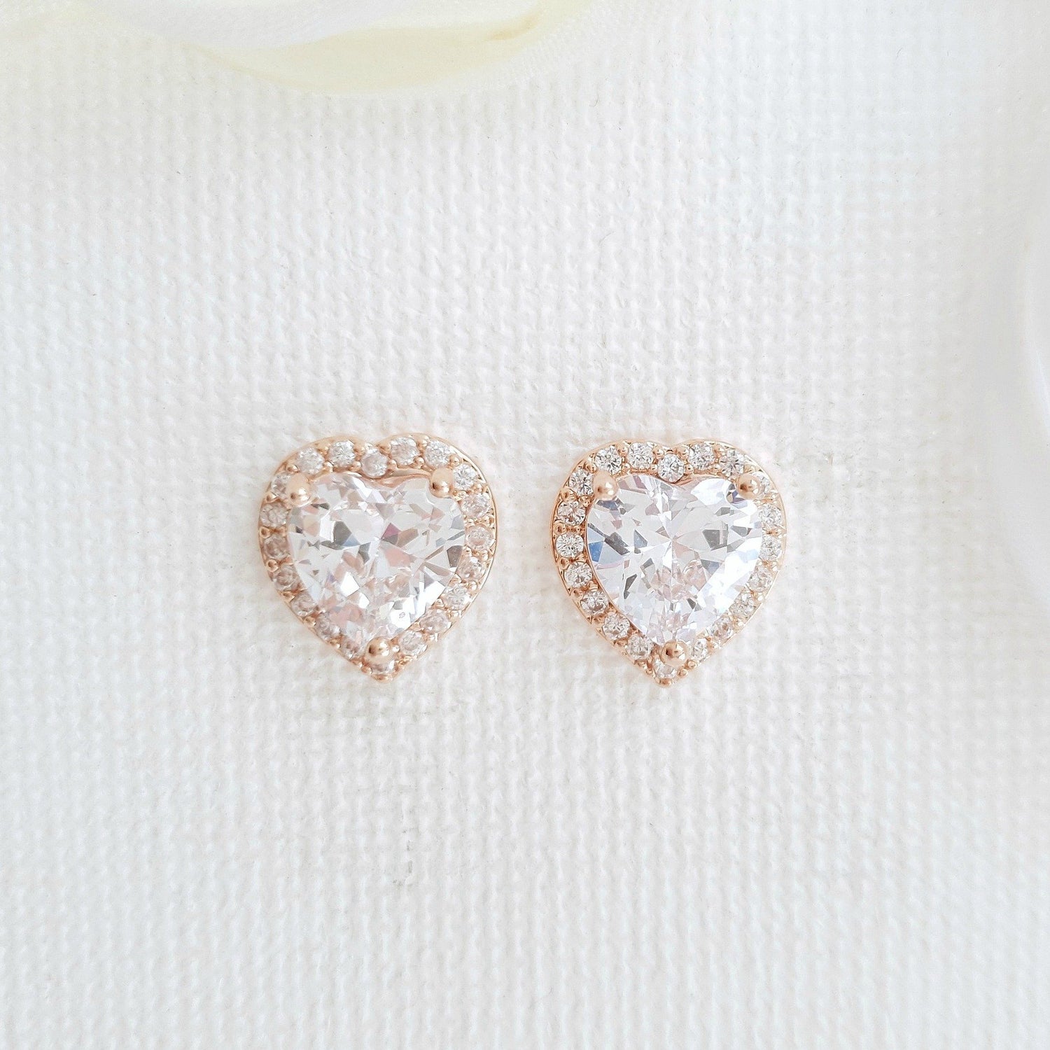 Rose Gold Heart Stud Earrings