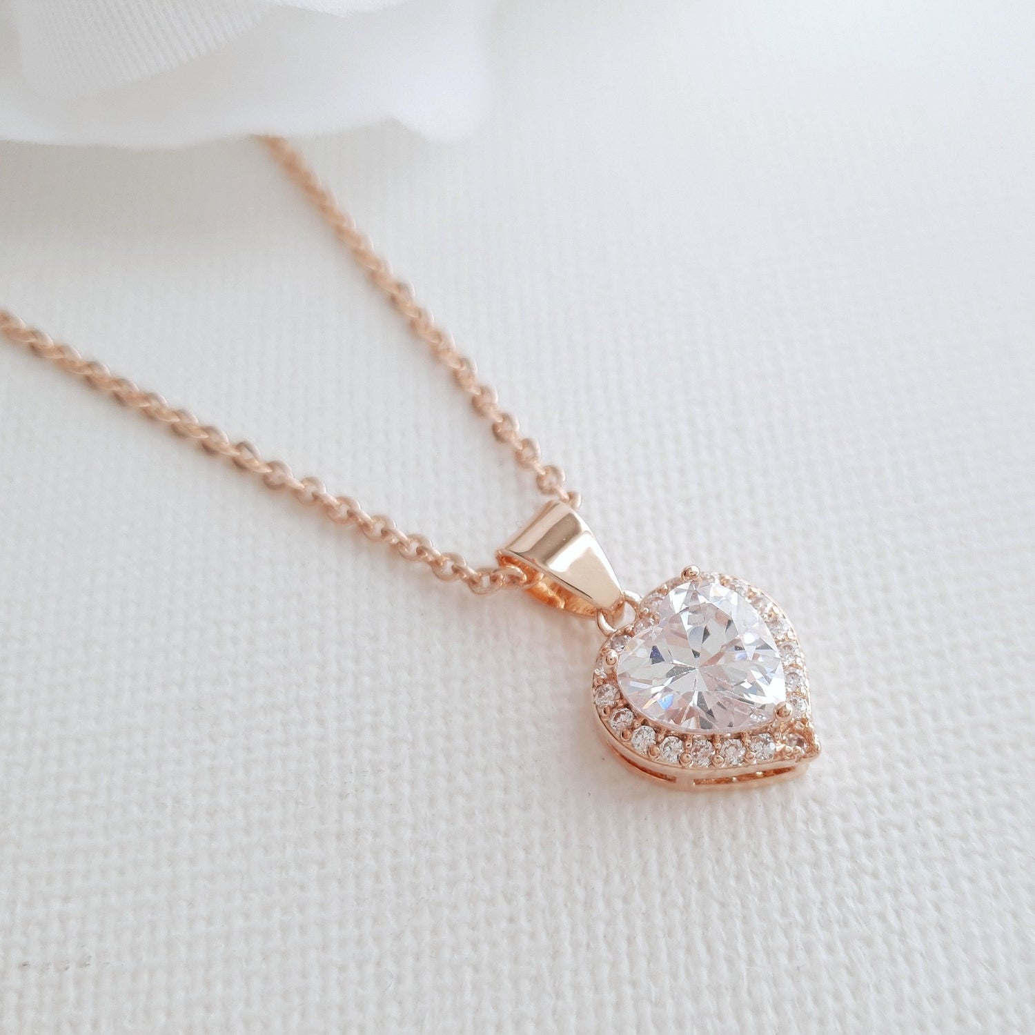 Rose Gold Heart Necklace- Diana - PoetryDesigns