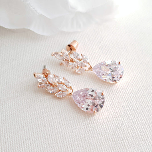 Rose Gold Leaf Earrings-Willow - PoetryDesigns