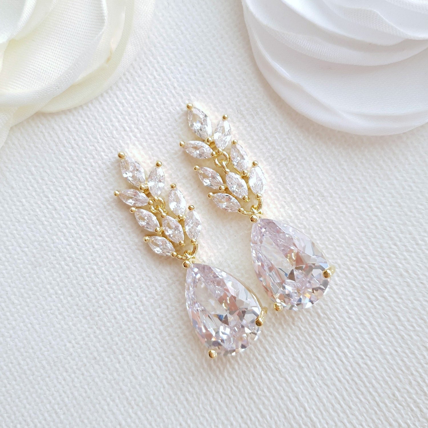 Rose Gold Leaf Earrings-Willow - PoetryDesigns