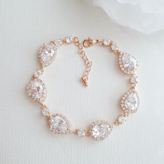 Pulsera de Cristal en Oro Rosa para el Día de la Boda-Emma