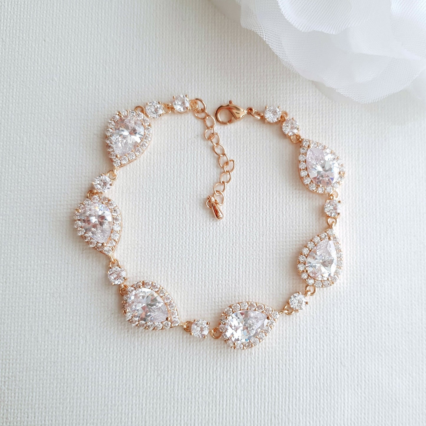 Crystal Bracelet in Rose Gold for Wedding Day-Emma
