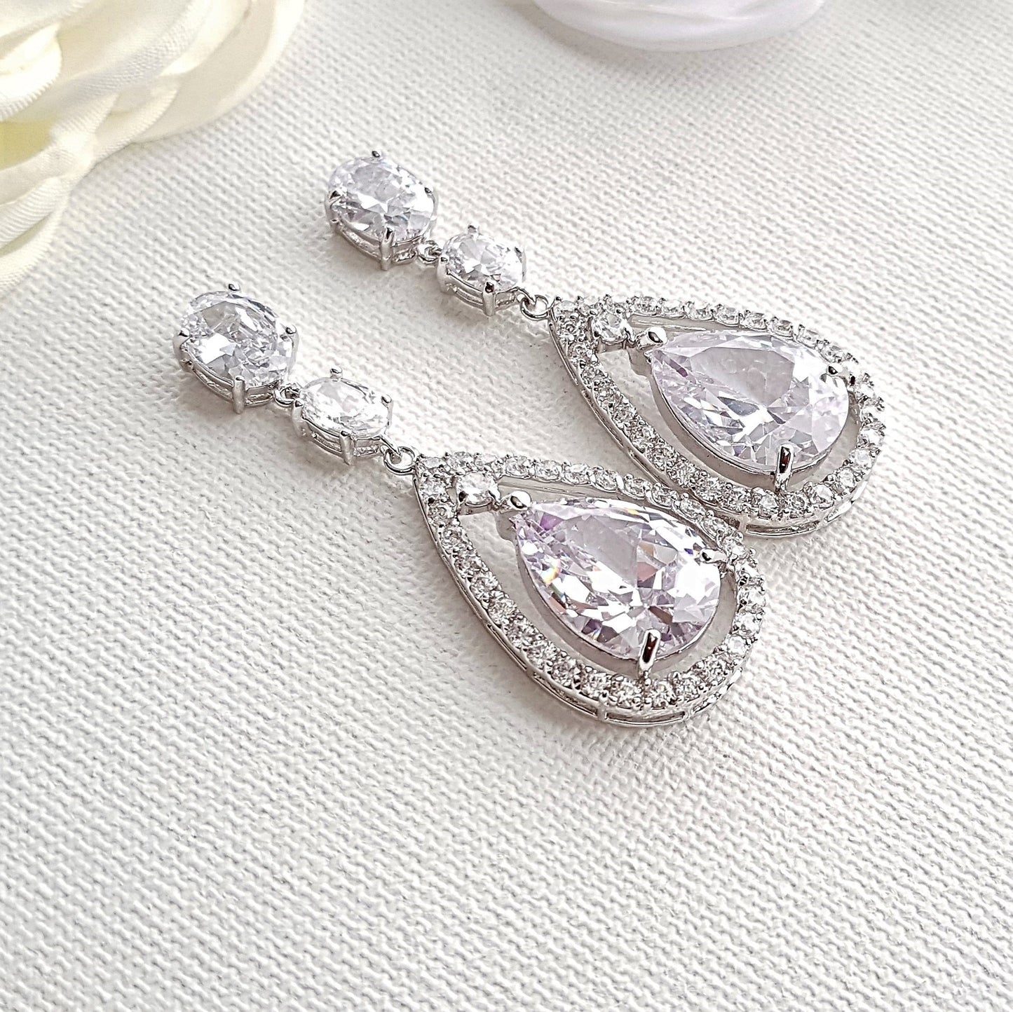 Silver Teardrop Earrings - PoetryDesigns