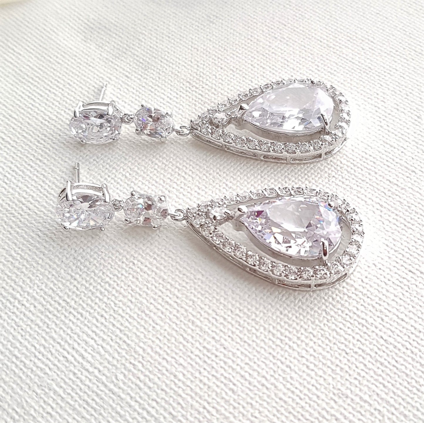 Silver Teardrop Earrings - PoetryDesigns