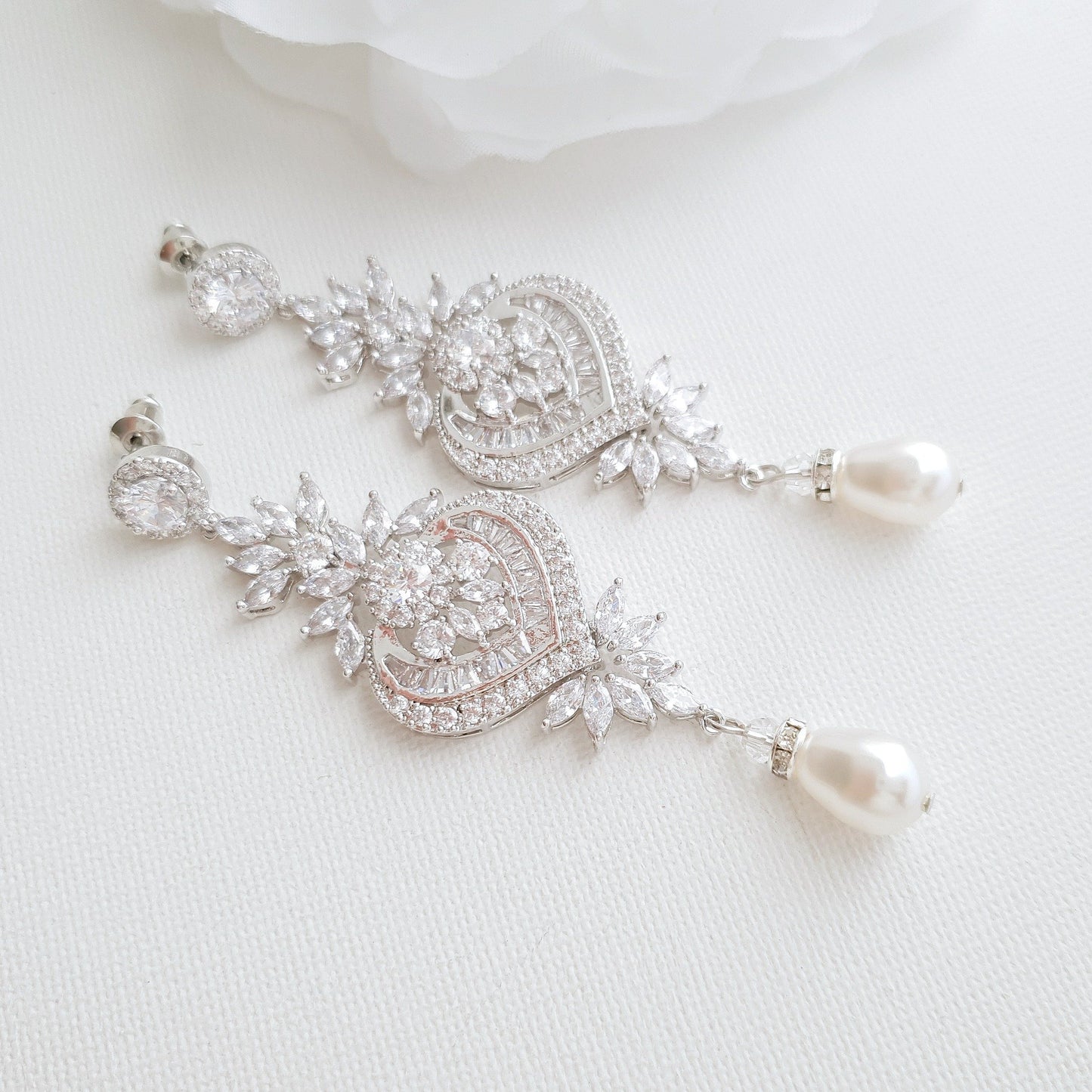 Statement Bridal Earrings-Rosa - PoetryDesigns