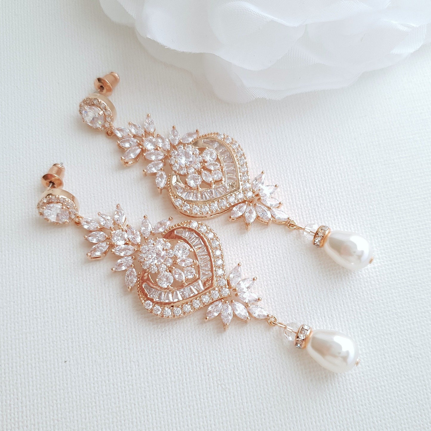 Statement Bridal Earrings-Rosa - PoetryDesigns