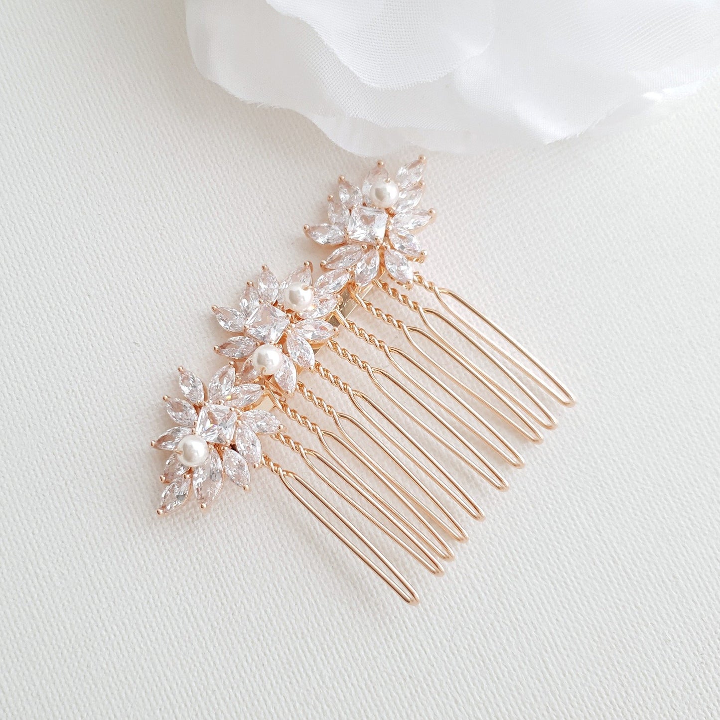 Rose Gold Hair Combs for Brides- Bridget - PoetryDesigns