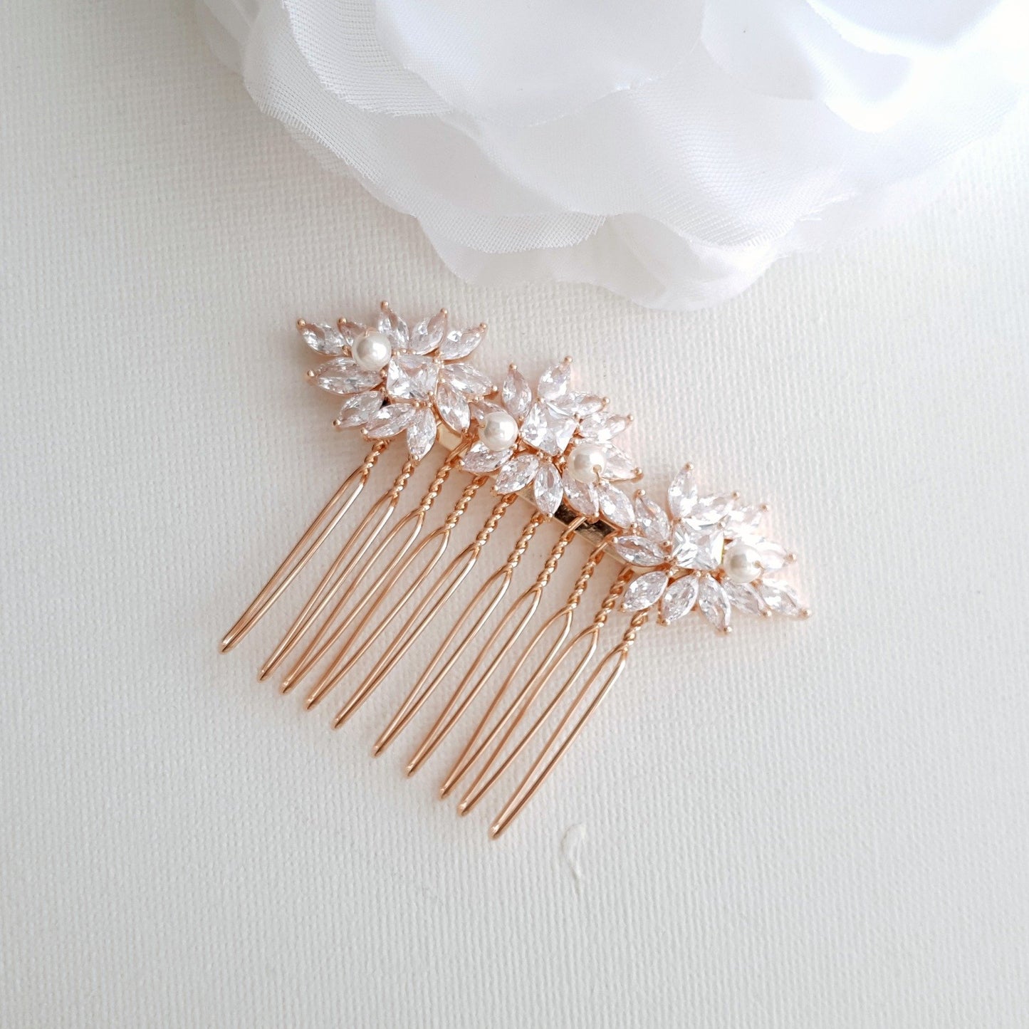 Small Wedding Veil Comb- Bridget - PoetryDesigns