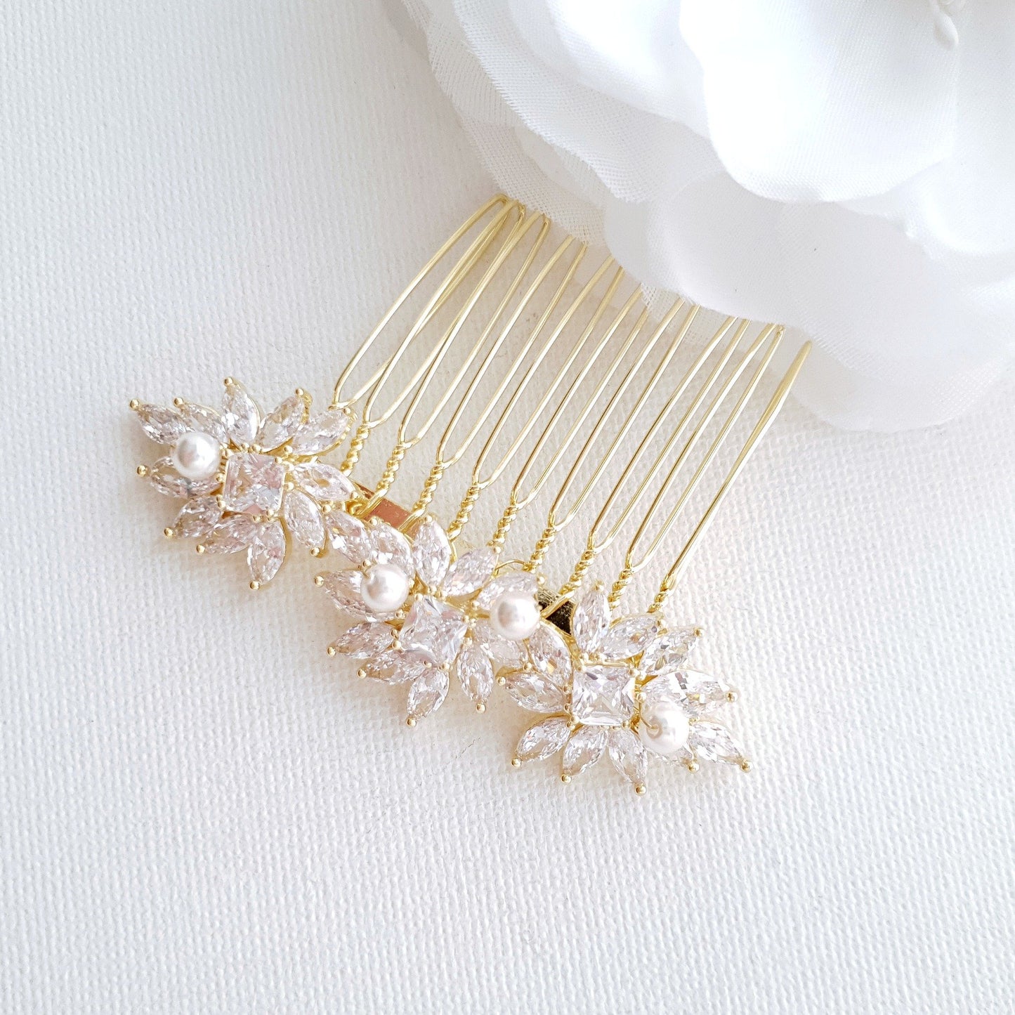 Rose Gold Hair Combs for Brides- Bridget - PoetryDesigns