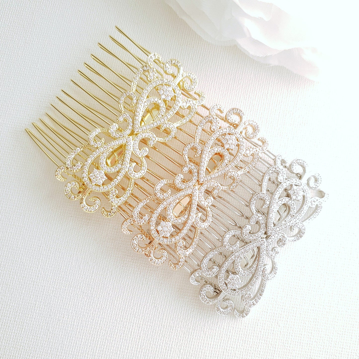 Rose Gold Vintage Bridal Hair Comb-Arletty