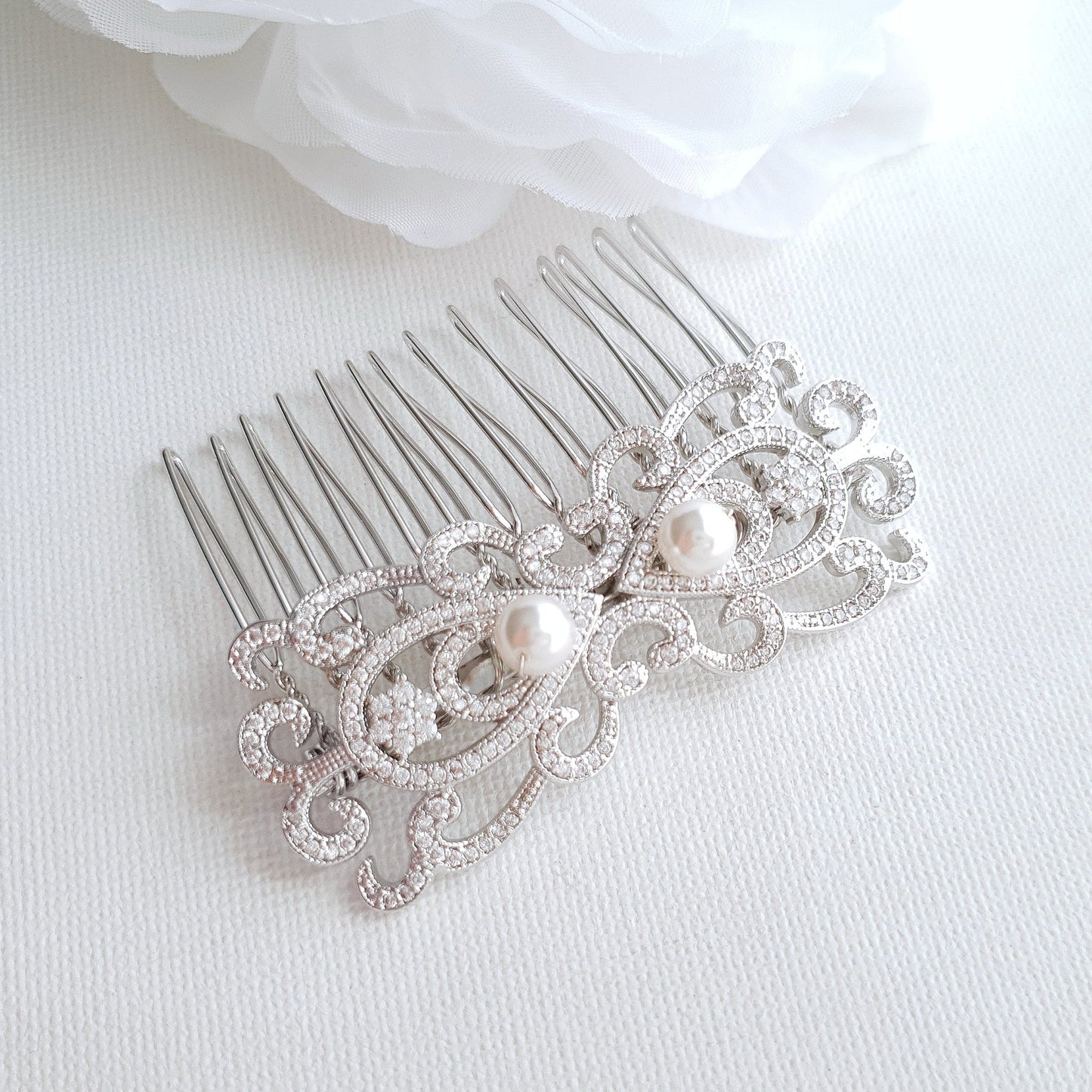 Rose Gold Vintage Bridal Hair Comb-Arletty