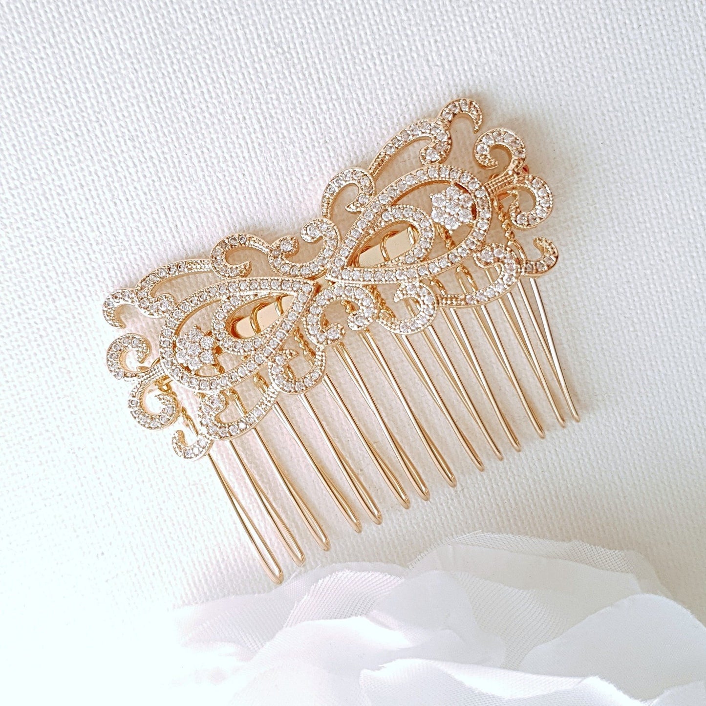 Rose Gold Vintage Bridal Hair Comb-Arletty - PoetryDesigns