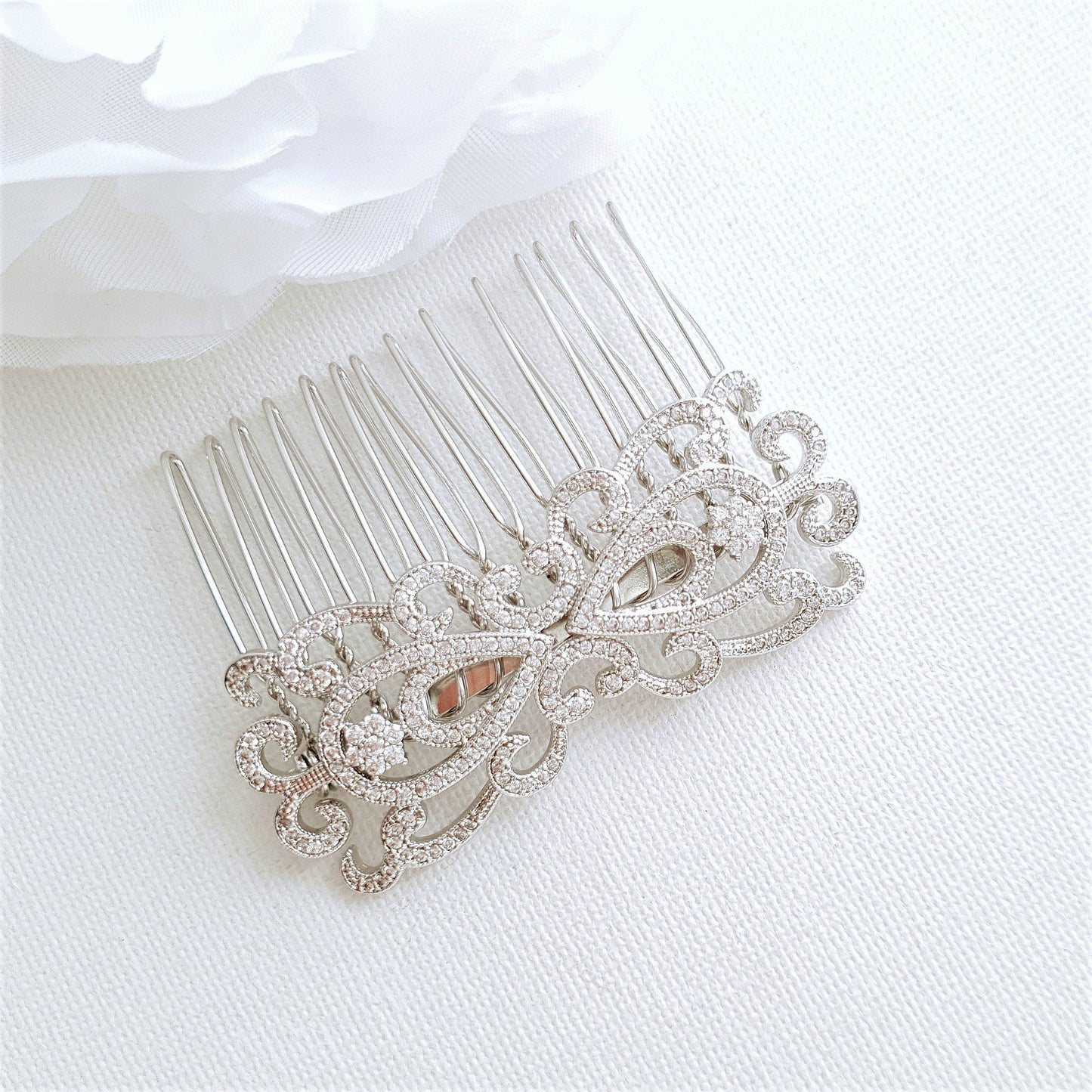 Small Art Deco Bridal Hair Comb-Arletty - PoetryDesigns