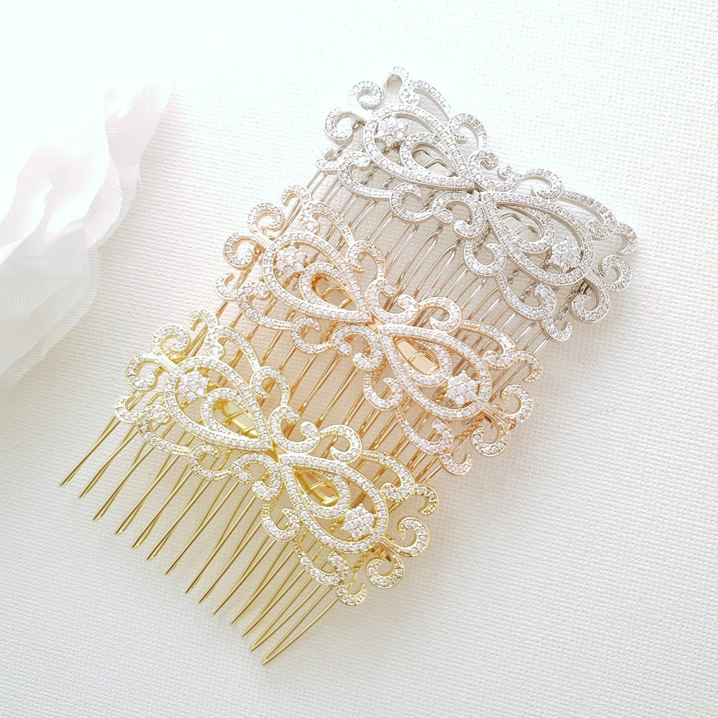 Rose Gold Vintage Bridal Hair Comb-Arletty - PoetryDesigns