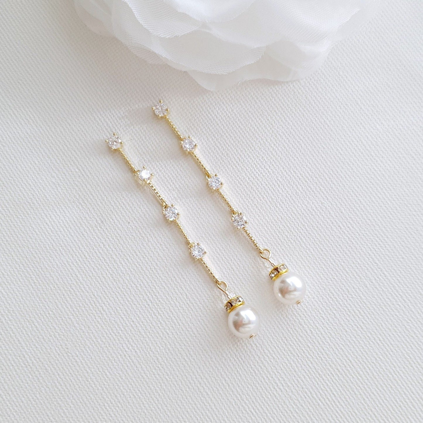 Slim Necklace Earring Bridal Jewelry Set- Ginger - PoetryDesigns