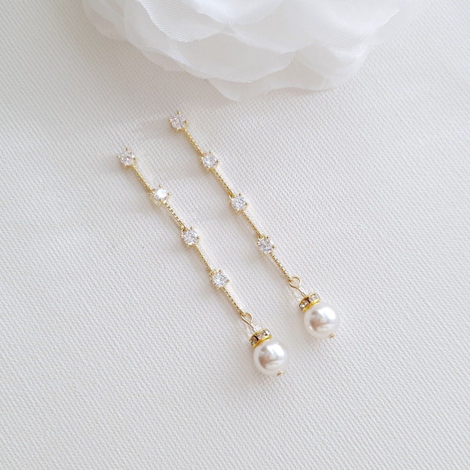 Slim Necklace Earring Bridal Jewelry Set- Ginger - PoetryDesigns