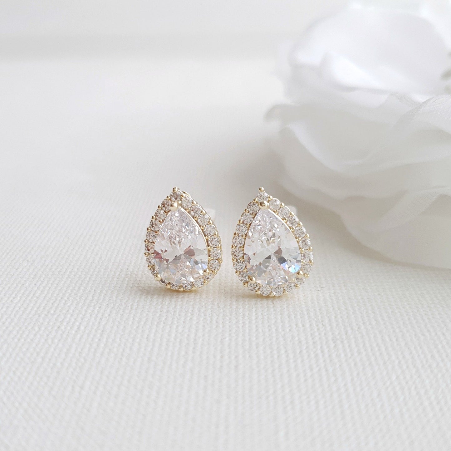 Gold Teardrop Stud Earrings- Emma