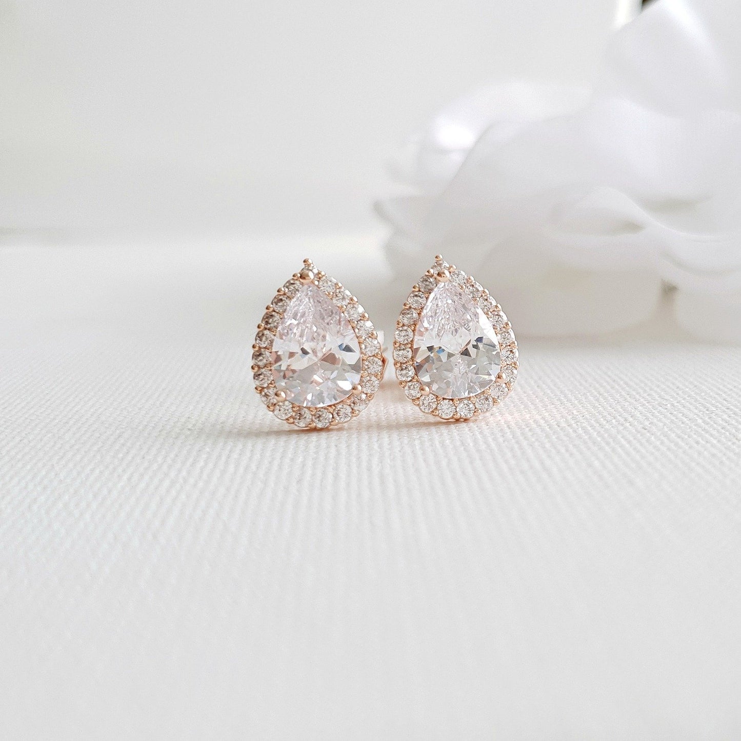 Gold Teardrop Stud Earrings- Emma