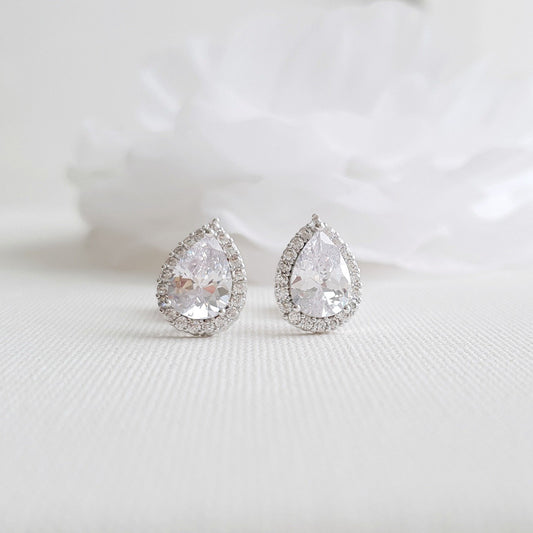 Teardrop Clip On Stud Earrings- Emma - PoetryDesigns