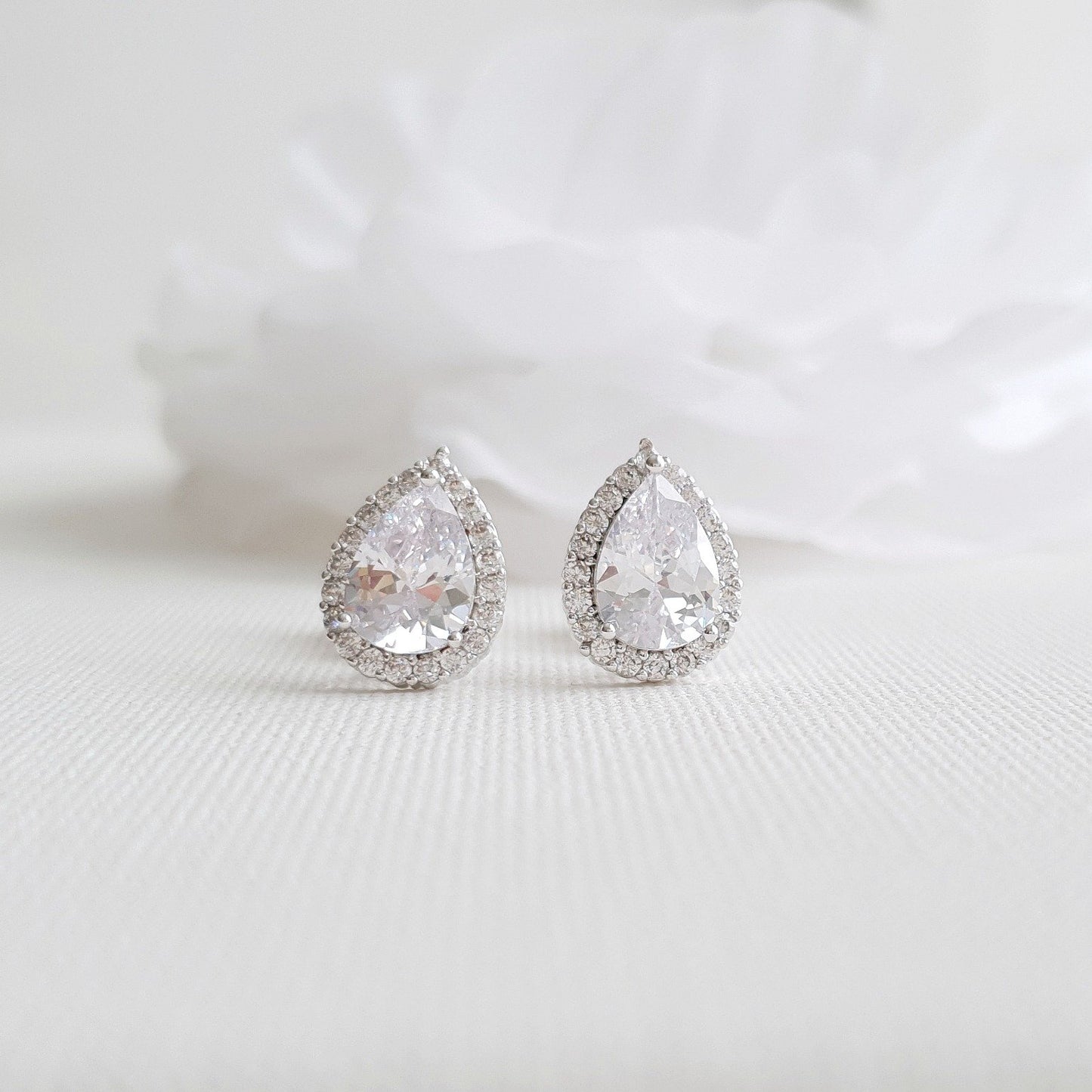 Teardrop Clip On Stud Earrings- Emma - PoetryDesigns