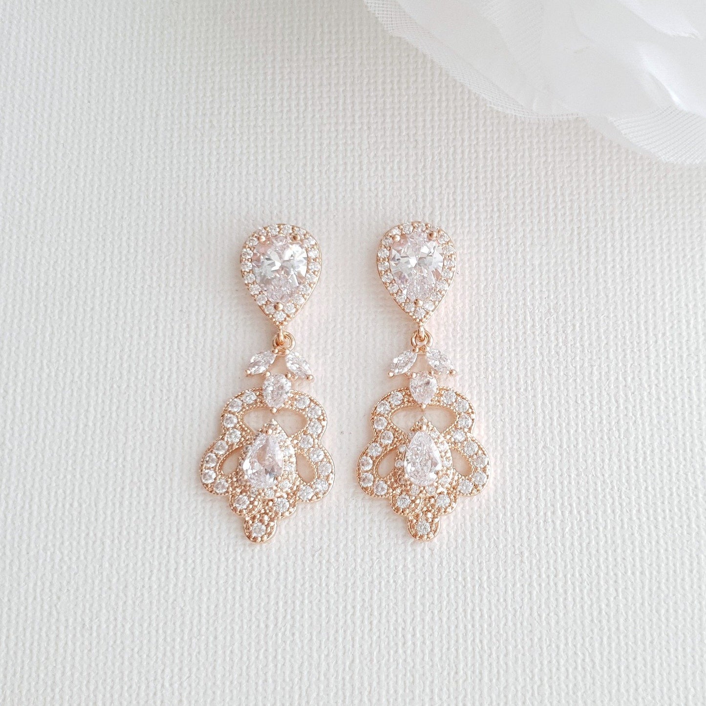 Rose Gold Vintage Earrings for Brides- Norma - PoetryDesigns