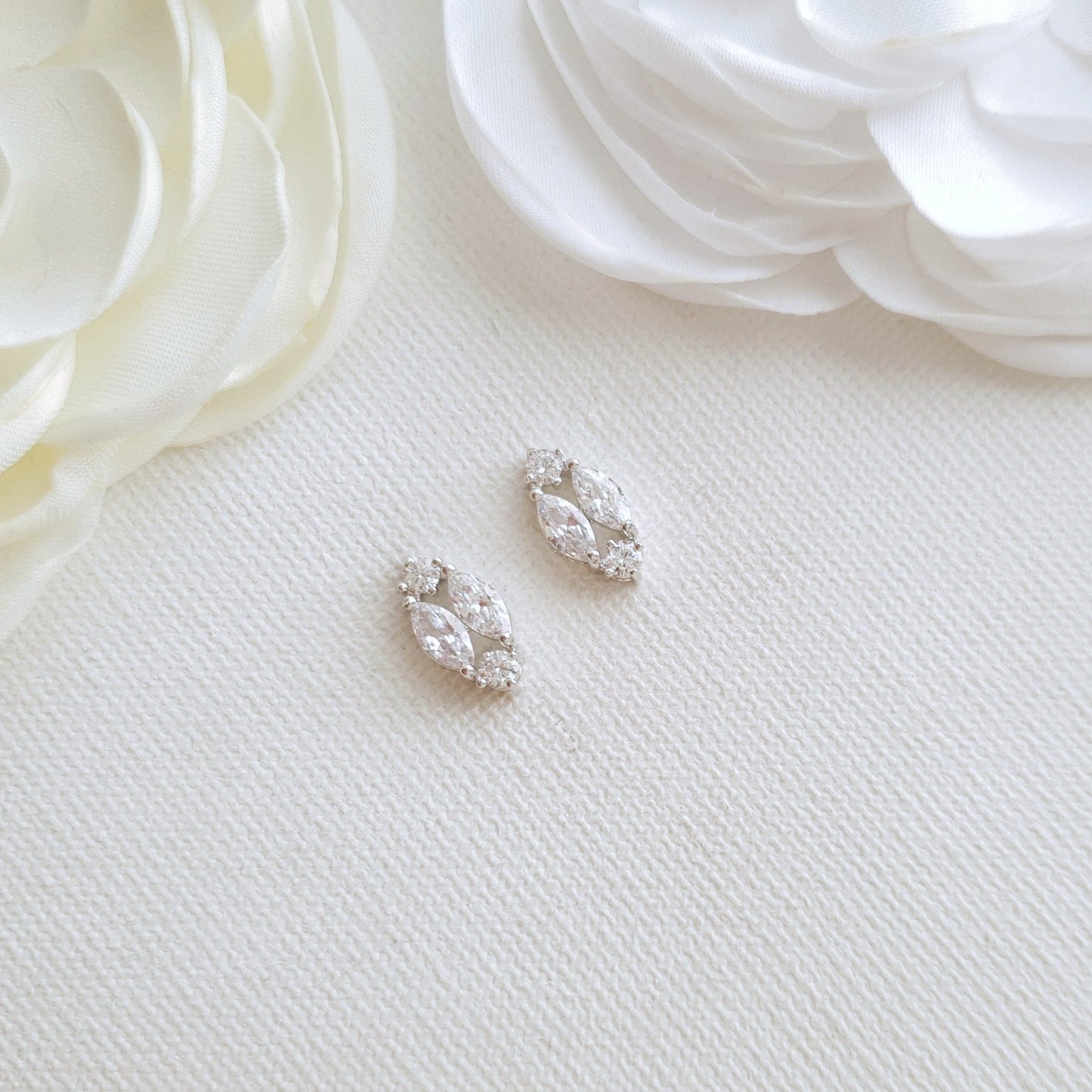 Cute Rose Gold Diamond Shaped Stud Earrings-Hayley - PoetryDesigns
