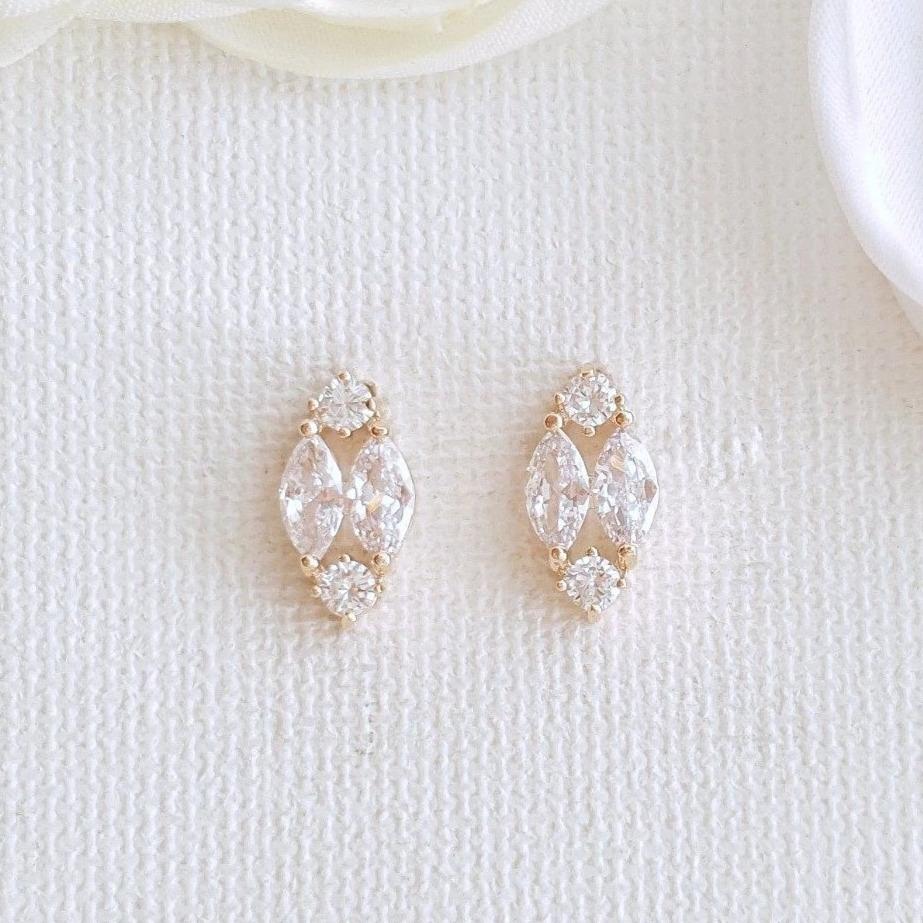 Cute Rose Gold Diamond Shaped Studs for Brides & Bridesmaids