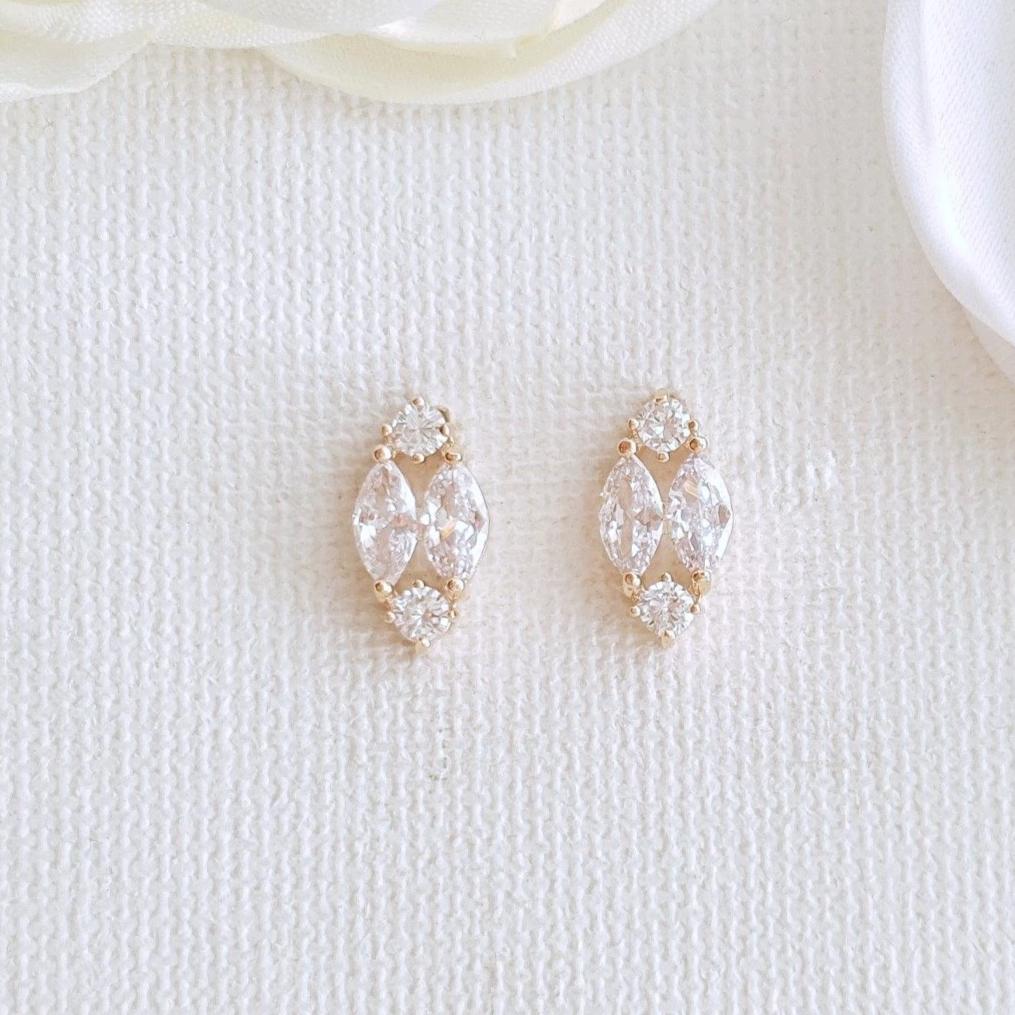 Cute Rose Gold Diamond Shaped Studs for Brides & Bridesmaids