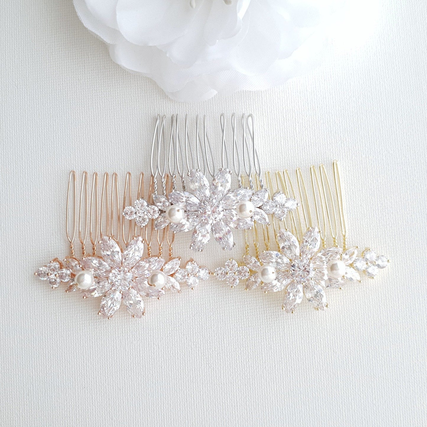 Gold Hair Combs for Weddings-Daisy - PoetryDesigns