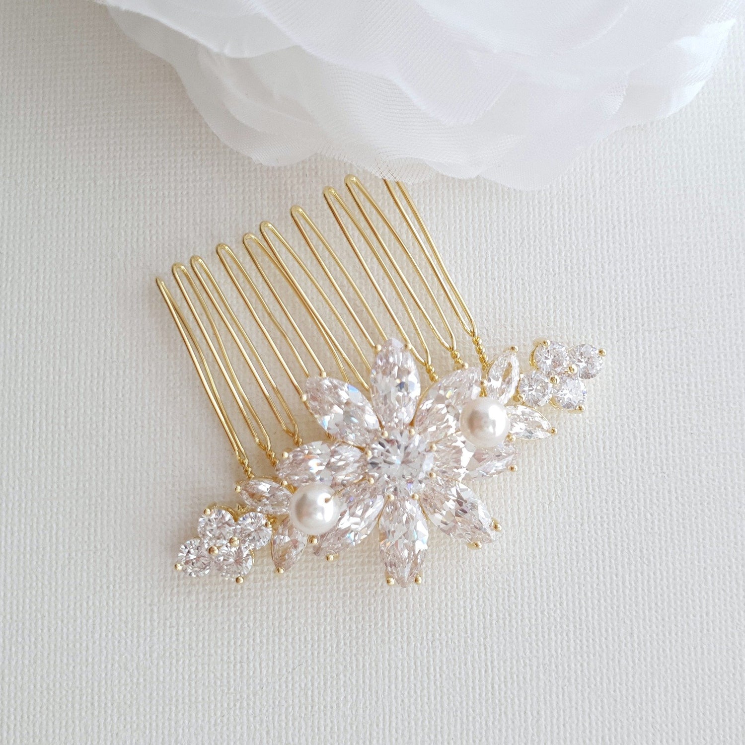 Rose Gold Hair Comb in Flower Design-Daisy - PoetryDesigns