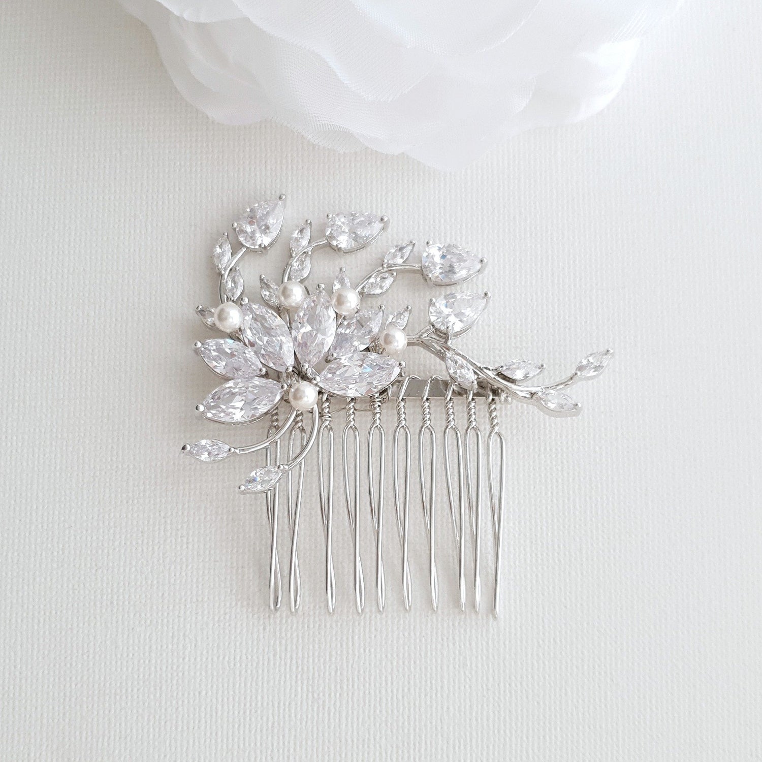 Small Flower Rose Gold Bridal Hair Comb -Kika - PoetryDesigns