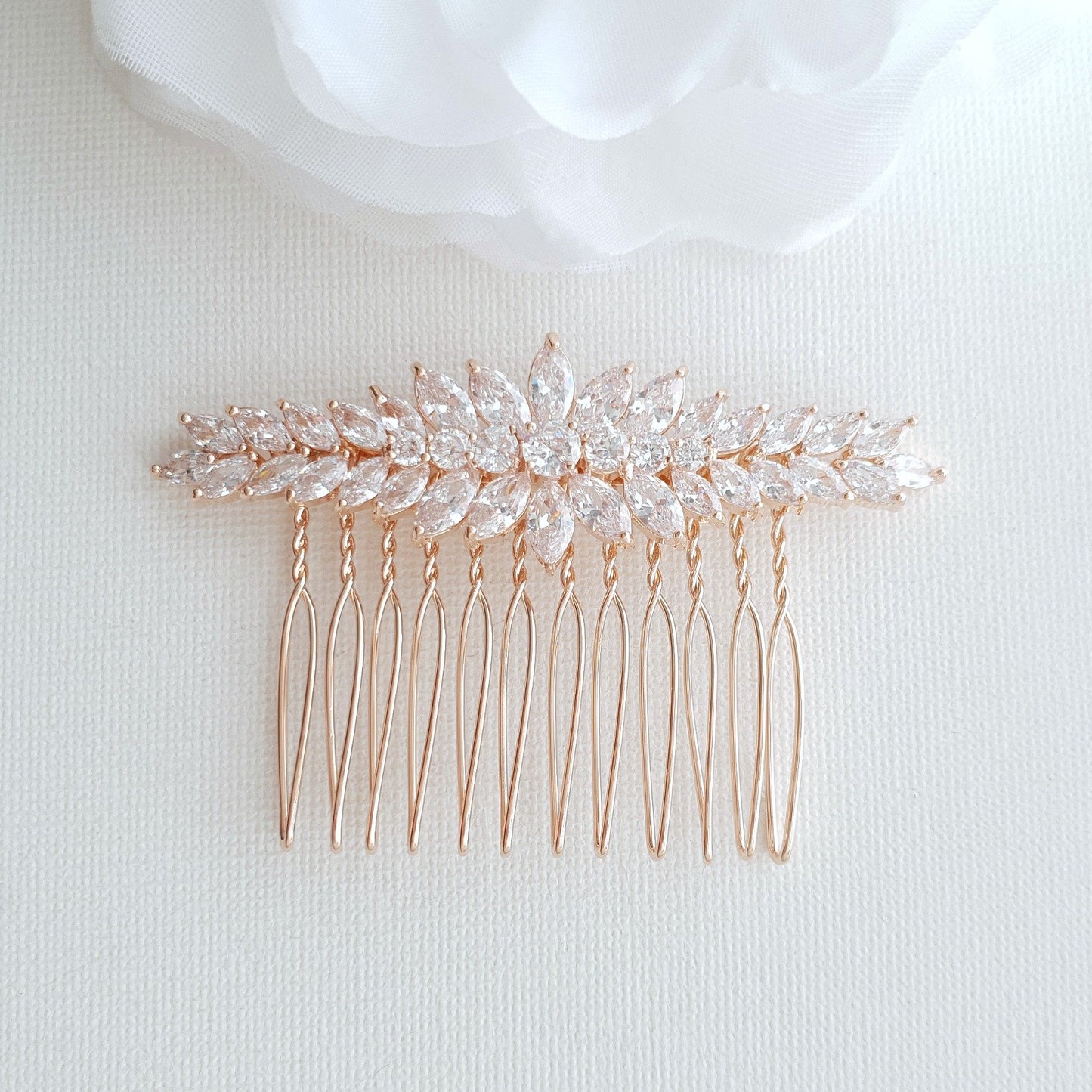 Marquise Crystal Wedding Hair Comb for Brides-Giselle