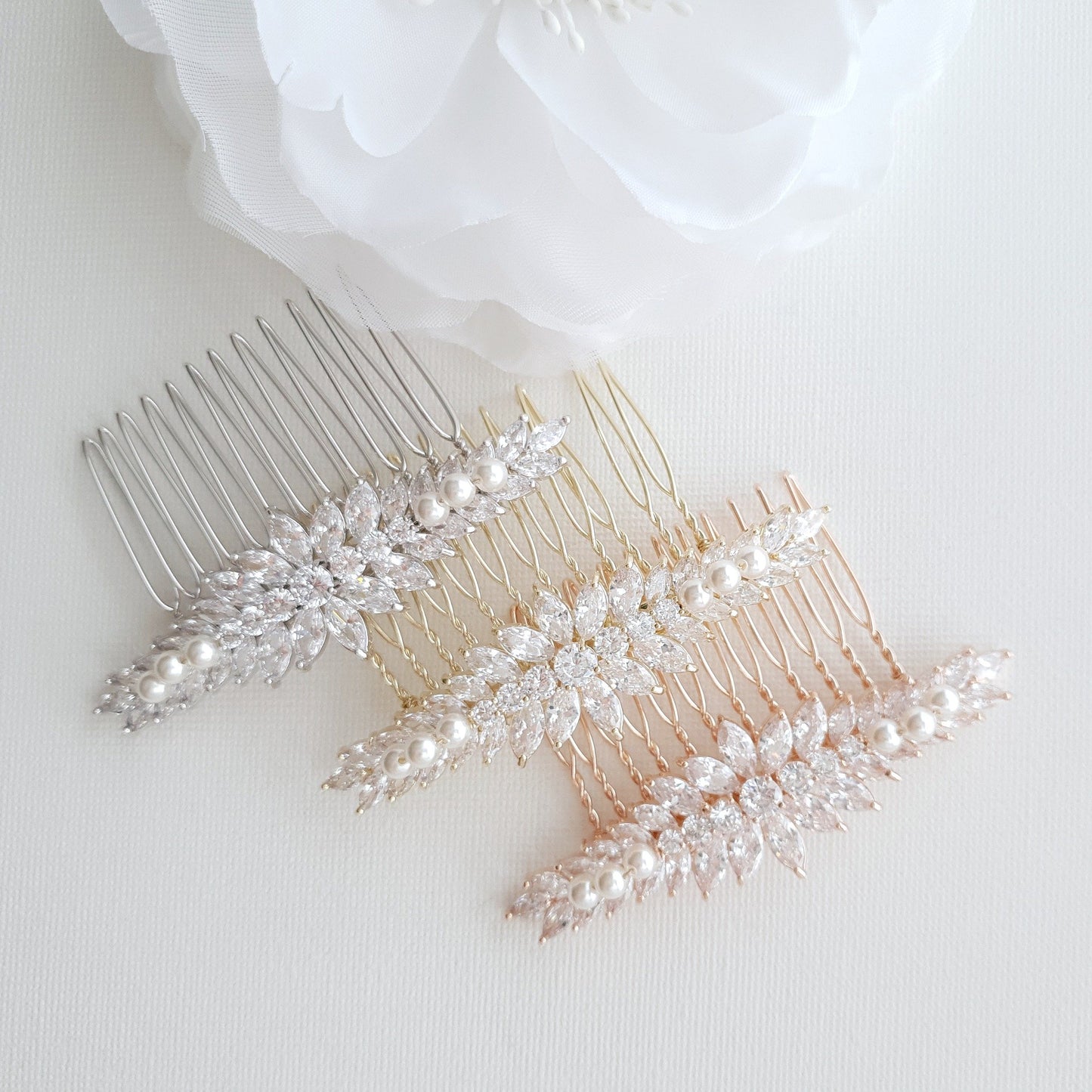 Marquise Crystal Wedding Hair Comb for Brides-Giselle