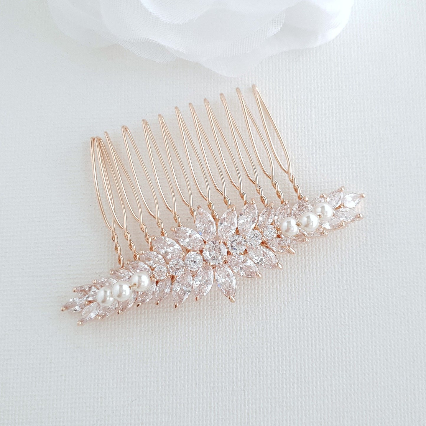 Marquise Crystal Wedding Hair Comb for Brides-Giselle