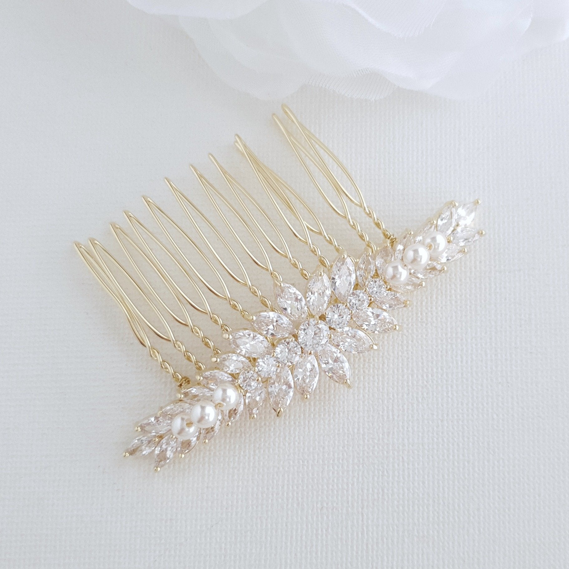 Crystal Wedding Hair Piece for Brides-Giselle - PoetryDesigns