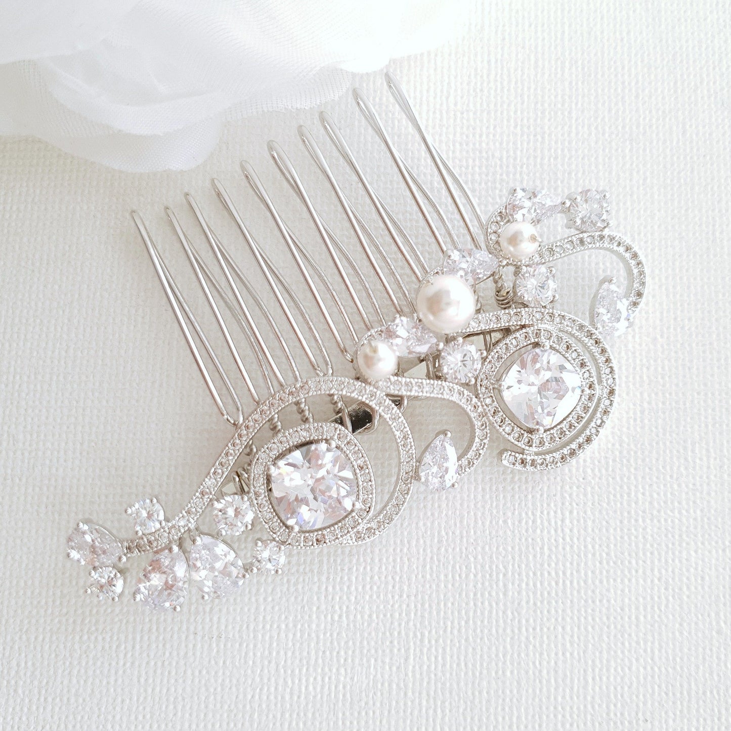 Small Wedding Hair Comb in Rose Gold-Casey