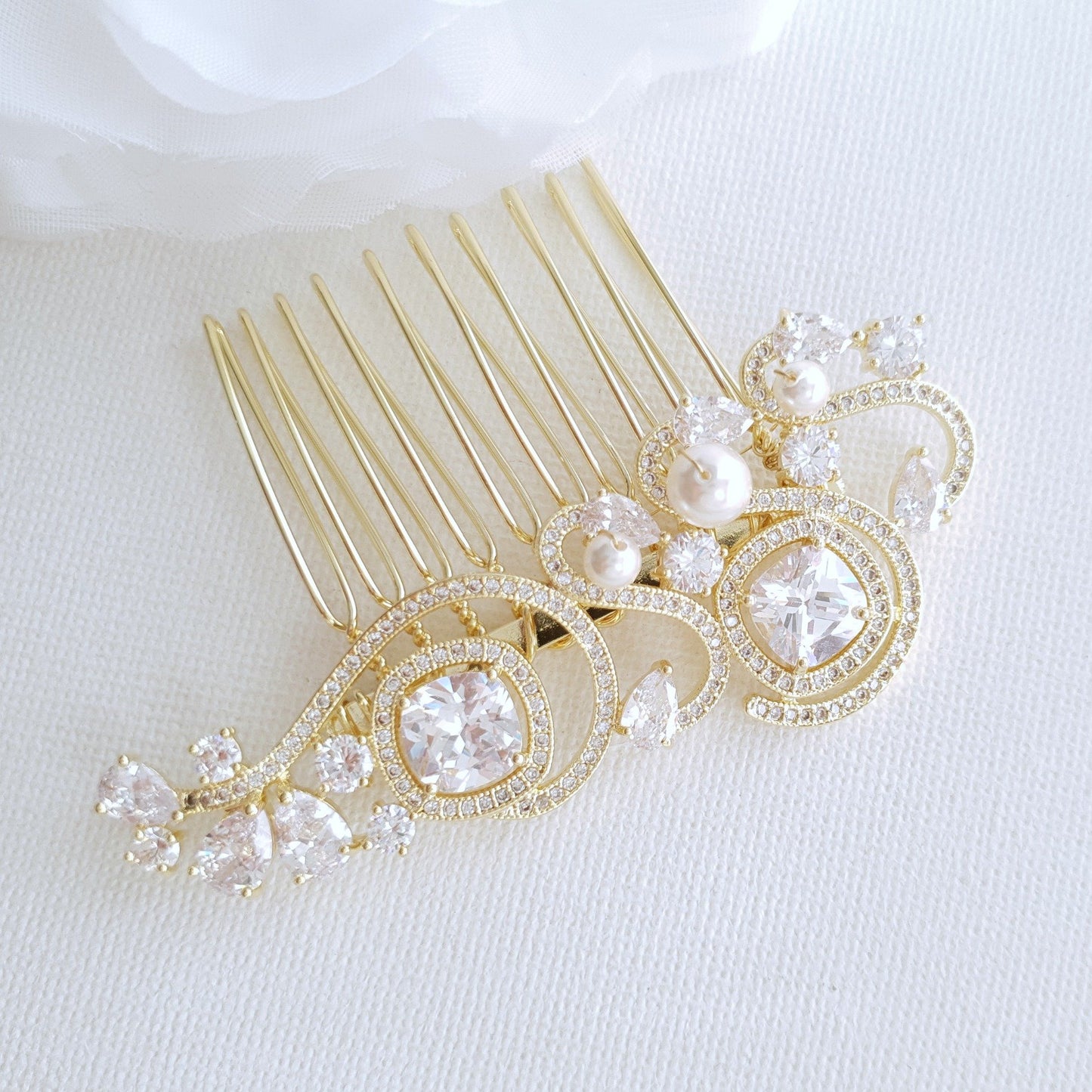 Small Wedding Hair Comb in Rose Gold-Casey