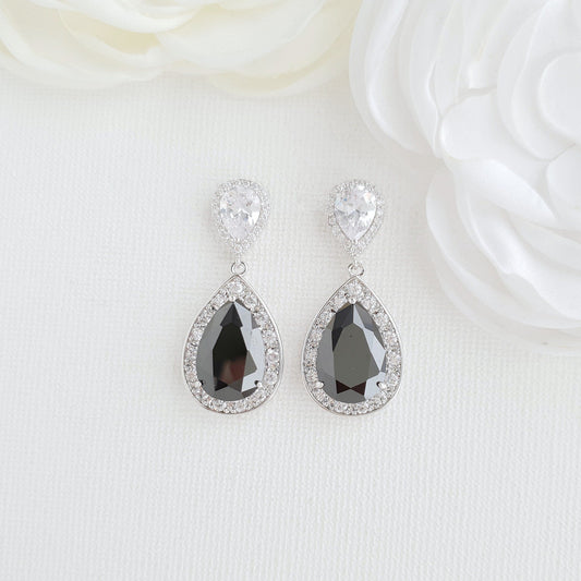 Boucles d'oreilles pendantes noires - Zoé