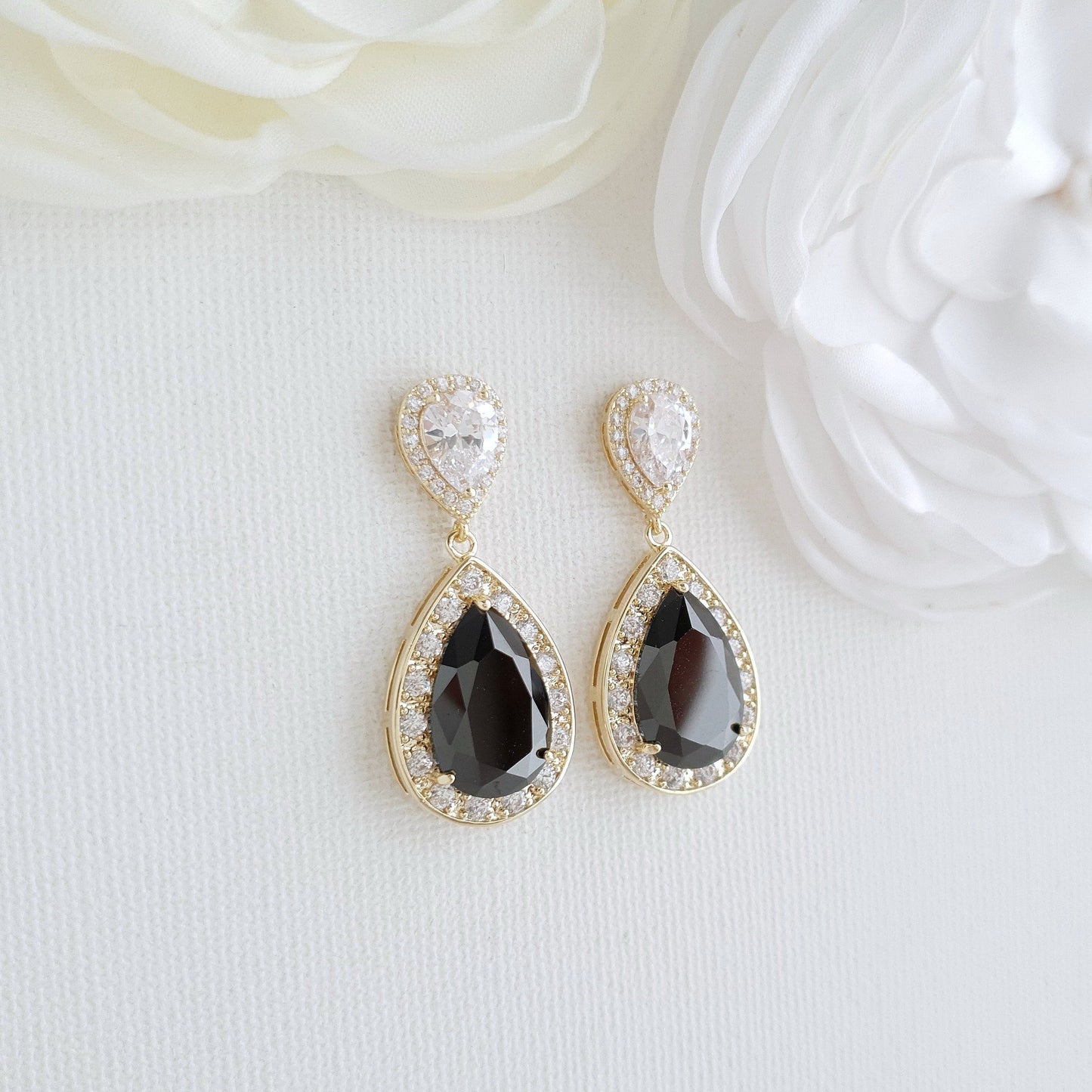 Boucles d'oreilles pendantes noires - Zoé