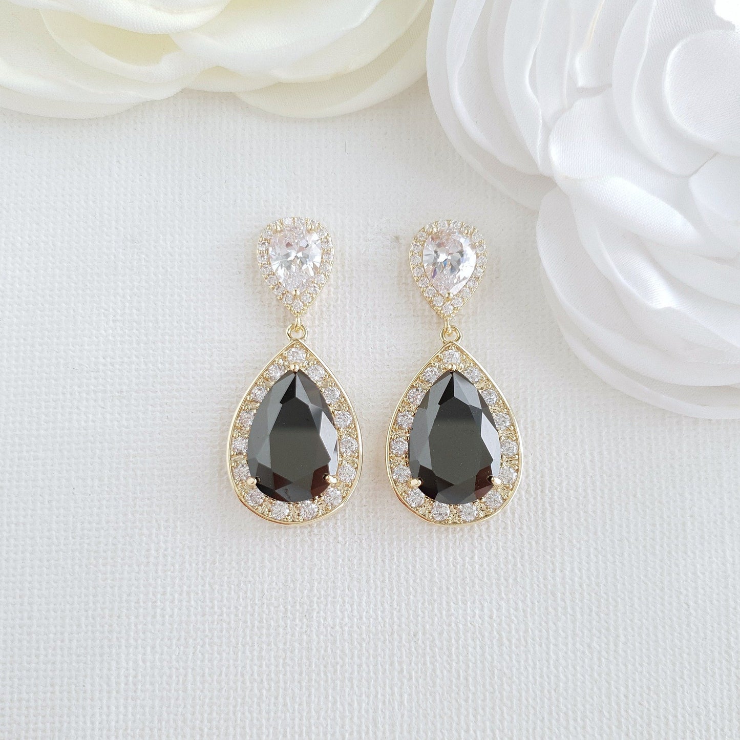 Boucles d'oreilles pendantes noires - Zoé