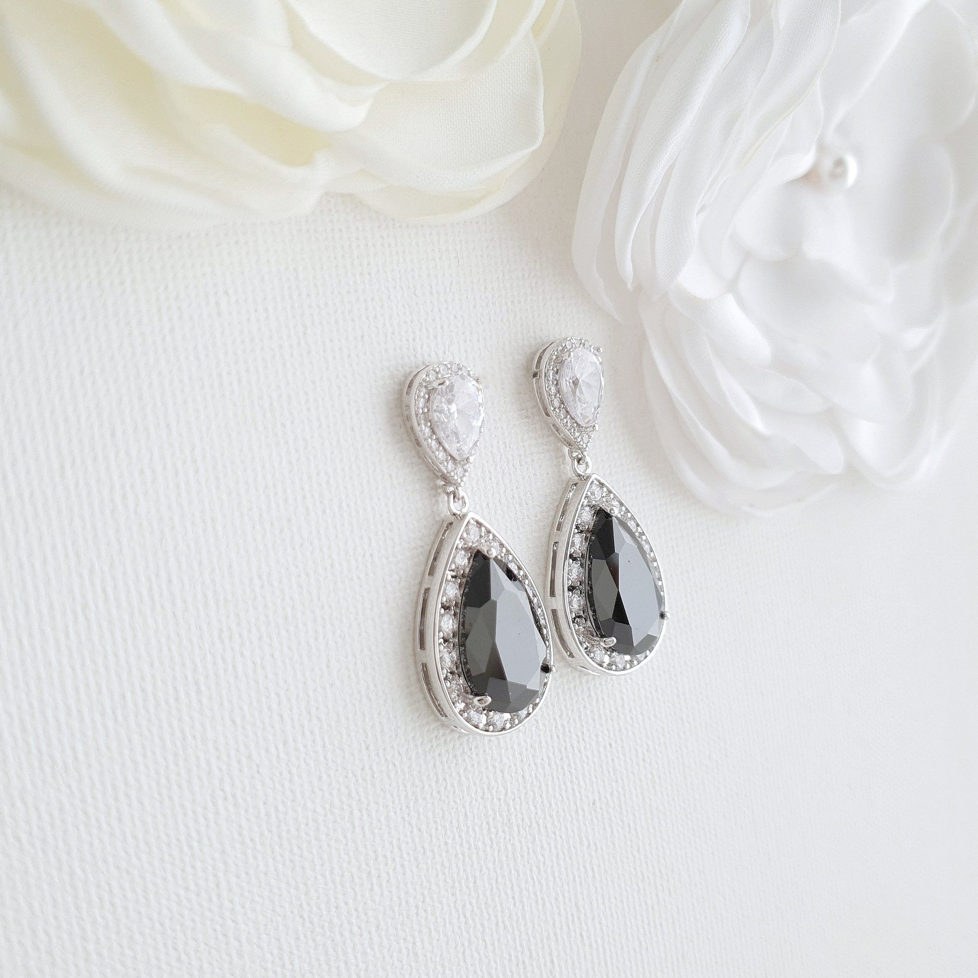 Black Drop Earrings- Zoe - PoetryDesigns