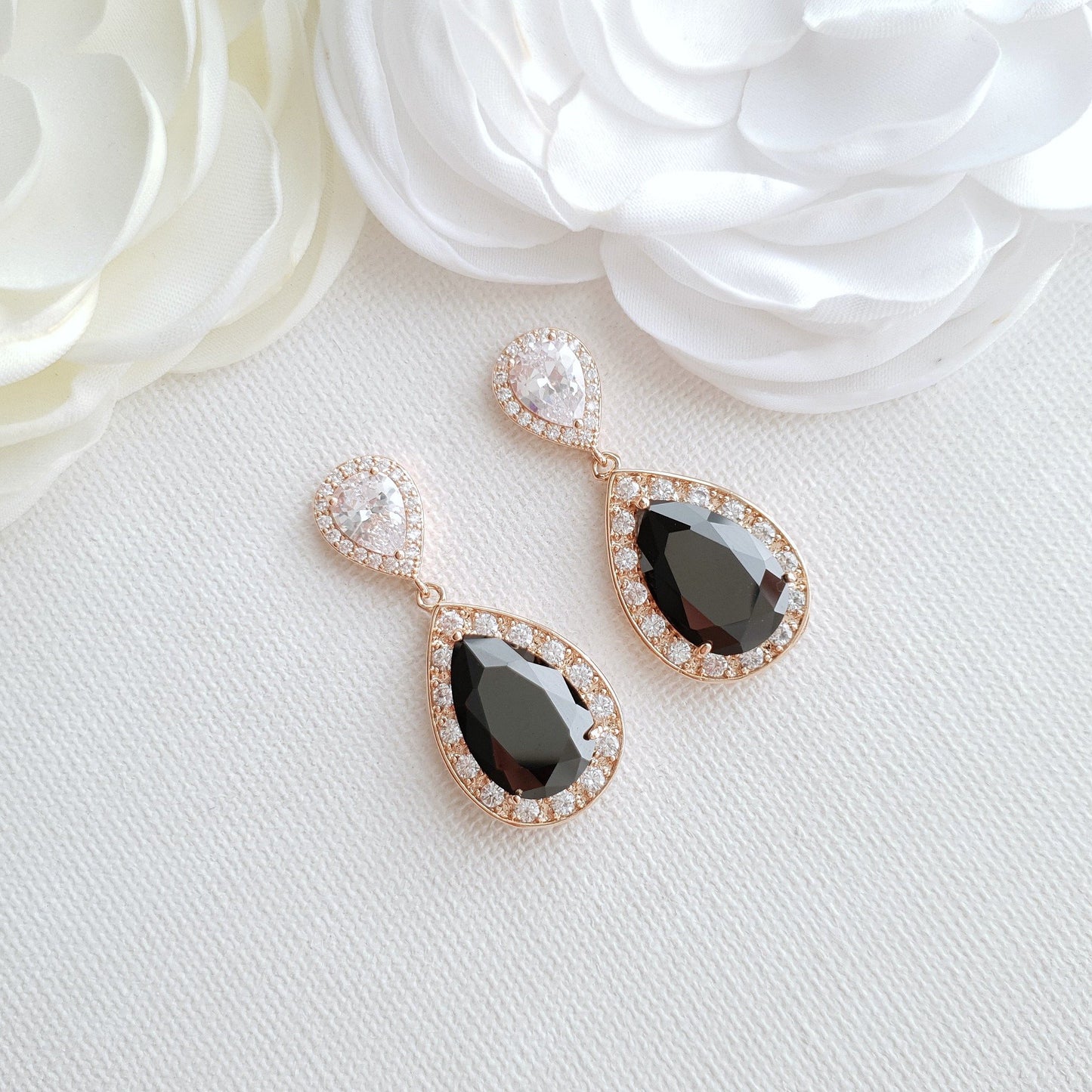 Black Drop Earrings- Zoe - PoetryDesigns